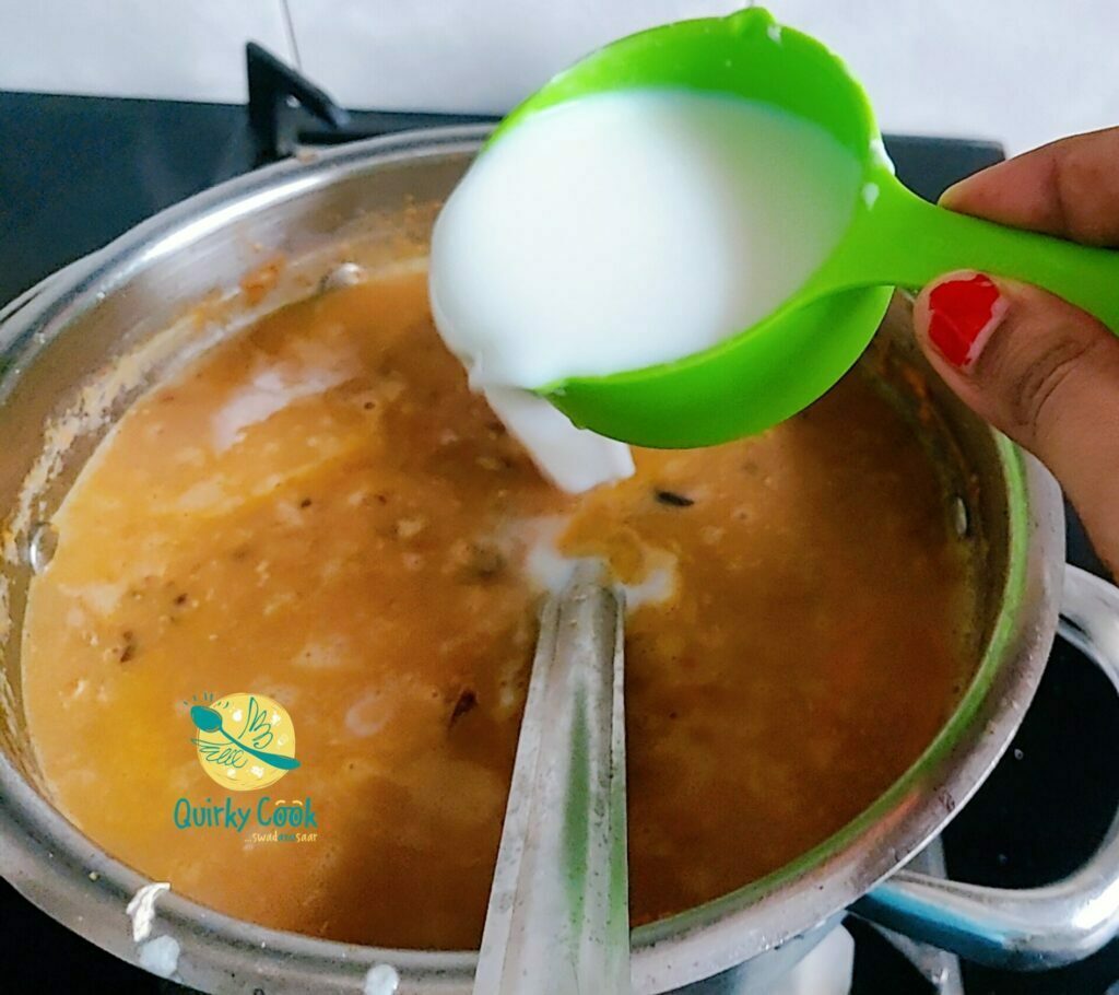 Add milk in the easy dal makhani recipe