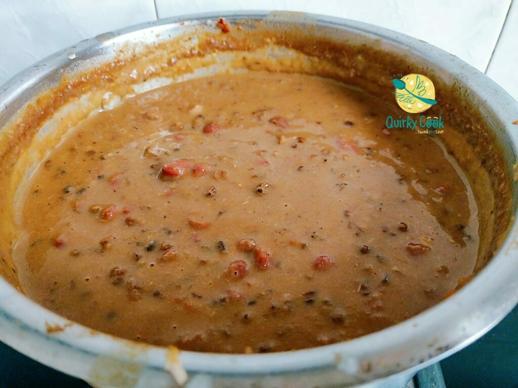 Dal Makhani reduced due to cooking